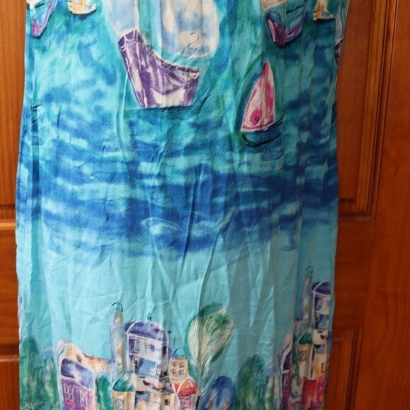C.M. Shapes Vintage 90s Sailboat Art To Wear Maxi Dress USA Large - Picture 12 of 16